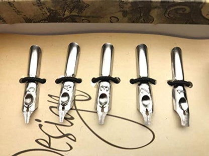 Calligraphy Pen Set Writting Quill Feather Pen 100% Hand Craft Real Feather and Stainless Steel Nib Best Antique Executive，Contains Ink no Need to Purchase Additional Ink (Black)