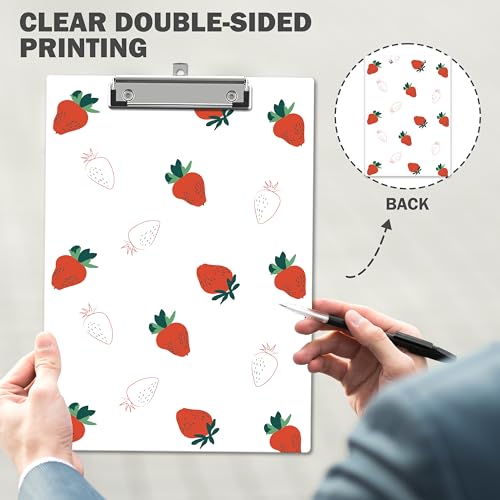 Strawberry Clipboard, Cute ClipBoards with Low Profile Clip for Teachers Nurses Students, Fashion ClipBoards Suitable for School Office, 12.6 x 9 Inch Size - C03 - style: Straweberry