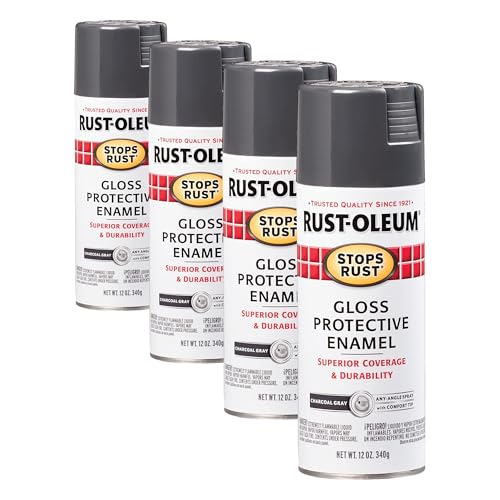 Rust-Oleum 7784830 Stops Rust Spray Paint, 12 oz, Gloss Charcoal Gray (Pack of 4) - color: Gloss Charcoal Gray, size: 12 Ounce (Pack of 4)