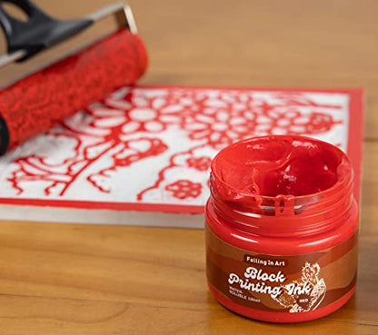 Falling in Art Water-Soluble Block Printing Ink, 6-Color Printmaking Ink Set for Linoleum Block, 3.5 floz