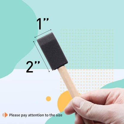Foam Paint Brushes, 1 Inch 50 Piece Sponge Brushes, Paint Sponges Set, Lightweight Wood Handle Foam Brushes for Painting, Sponge Paint Brushes for Staining, Crafts, Arts and DIY Projects - size: 1 inch, 50 pack