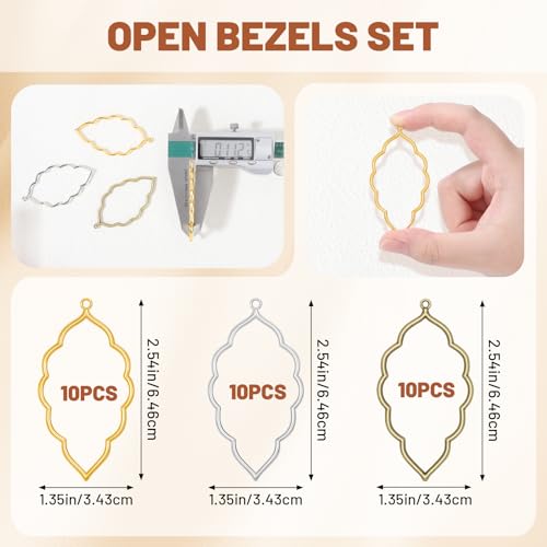 Gartful Open Bezels for Resin Jewelry Making, Hollow Frame Pendants with Jump Rings, Craft Bezels for Necklace, Earrings - style: Leaf - 30PCS