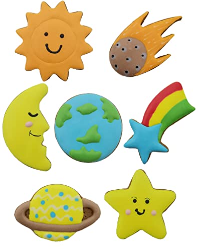 Planet Series Cookie Cutter Set of 7 pcs, Stainless Steel Universe Outer Space Fondant Cutters Set for Holiday Baking Clay DIY Molds