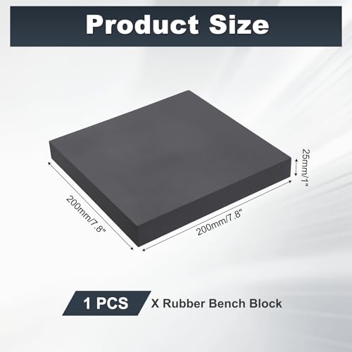 HARFINGTON Rubber Bench Block 7.8"x7.8"x1" Black Rubber Stamping Block Square Anti Vibration Pads for Jewelry Making Hammering Shaping Chasing Flattening Metals - size: 7.8"x7.8"x1"