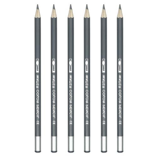 PATIKIL Watercolor Pencil, 6Pcs Water Soluble Pencils for Blending, Coloring, Sketch Drawing, Painting, Grey - color: Grey
