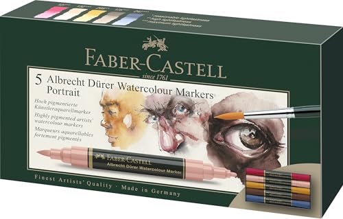 Faber-Castell Albrecht Durer Watercolor Markers- Portrait- Wallet of 5, Watercolor Pens - style: 5 Count - Portrait