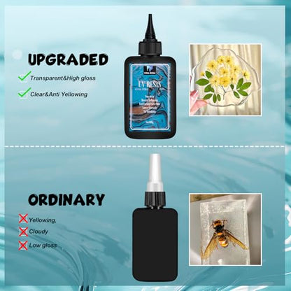 VIDA ROSA 200G UV Resin Upgraded Kit, Featuring High Gloss, High Hardness, and Fast-curing Epoxy Resin, Suitable for Coating, Casting, Bracelets, Jewelry Making, and DIY Crafts. - color: Clear