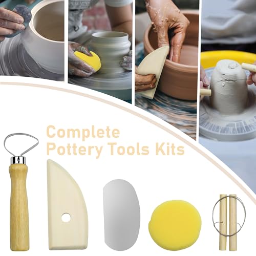42 Pcs Pottery Tools Kit | Clay Sculpting Tools | Pottery Enthusiast Gifts | Stainless Steel & Wooden Handle | Portable Tools Set for Carving, Modeling, Shaping, Polymer | Ideal for Beginners, Artists