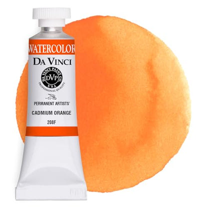 DA VINCI PAINTS Professional Artist Watercolor Paint, Cadmium Orange, 15mL - color: Cadmium Orange, style: 15mL