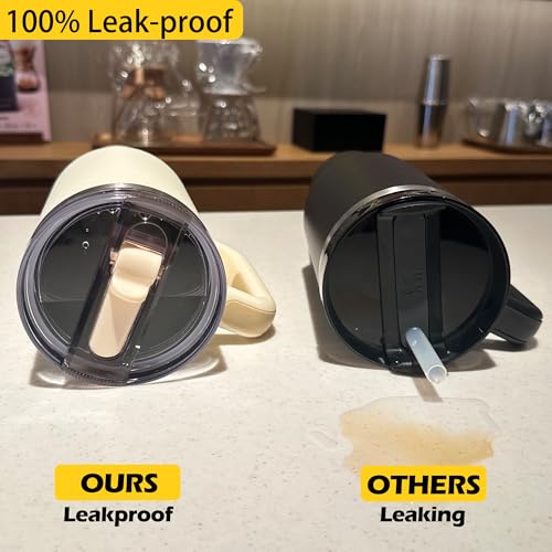 2 Pcs Detachable Flip Straw Lid for Stanley 40oz Quencher ProTour,100% Leak-proof Lid for Stanely 40oz Cup Accessories,Spill Proof and Splash Resistant Tumbler Cover(Black-Purple) - color: Black-Purple