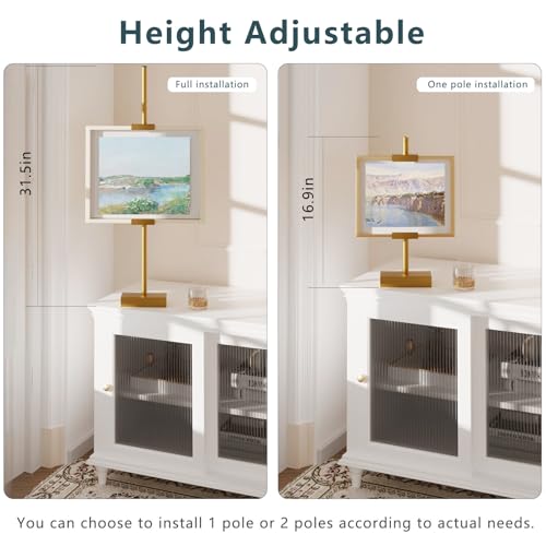 Tabletop Picture Frame Stand, Adjustable for Frames Up to 29" H, Frame Holder Stand Table Easels for Display, Metal Standing Easel Display Stand for Picture Frames, Artwork, Canvas (Gold)