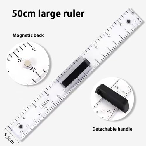 Magnetic Geometry Tool Set Clear Drafting Tools Mathematics Protractor, Triangular Scale Ruler Math Classroom Teaching Measurement Set Oversized Ruler (Transparent 4-piece Set) - color: Transparent 4-piece Set