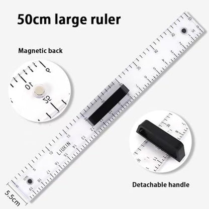 Magnetic Geometry Tool Set Clear Drafting Tools Mathematics Protractor, Triangular Scale Ruler Math Classroom Teaching Measurement Set Oversized Ruler (Transparent 4-piece Set) - color: Transparent 4-piece Set