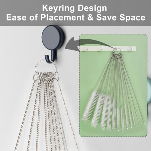 Ixiaoyoo 12 Pcs Straw Cleaner Brushes Set, 8.2 Inch Nylon Cleaning Brush | White Tube Cleaner Brushes for Tumbler, Sippy Cup, Water Bottles, Hummingbird Feeders, Pipes, Sink Drain & Pet Waterers - color: 8.2 Inch White Cleaning Brushes