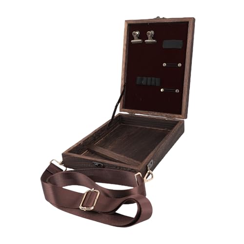 Writers Messenger Wood Box, Wooden Table Sketchbox Easel, Handmade Portable Artist Tool Brush Storage Bag Writing Box Crossbody Postman Bag for Outdoor Painting