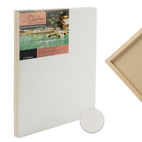 Da Vinci Pro Ultra Smooth Wood Canvas Gesso Board - 3/4" Deep, 6x8 in Single White Acrylic Polymer Gesso Panels for Painting Fine Portraits and Ultra Fine Detail Illustrations and Artwork - size: 6x8"
