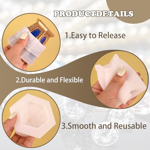 Actvty Hexagonal Jar Resin Molds, Jar Silicone Molds with Lid for Epoxy Resin Casting, Storage Jar Mold DIY Jewelry Box, Candle Jars, Gypsum, Resin Craft - color: Hexagonal Jar Mold