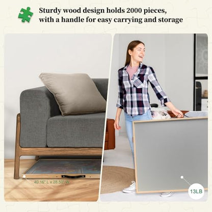 ALL4JIG 2000 Pieces 2-in-1 Tilting & Rotating Puzzle Board,40.16" x 28.5"Adjustable Angle Puzzle Board with 4 Drawers & Clear Protective Cover, Birthday Gift for mom,with a Tabletop Easel-Style Tilt - color: Iron, size: Large-2000pcs