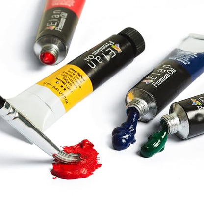 Elan Professional Oil Paint Set, 24 Vibrant Colors Mini Tubes 0.4fl oz, Oil Paints for Canvas Painting, Art Paints for Adults & Artists - color: Oil, style: 24x0.4 Oz