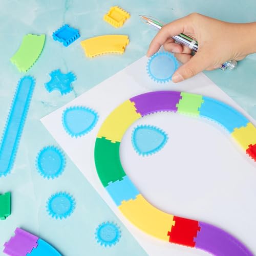 Chivao Spiral Art Kit Circle Stencils Drawing Tool Gear Geometric Ruler Circle Template Drawing Kit Plastic Spiral Curve Stencils with Pens Paper for Back to School Gifts DIY Crafts Sketch(Stylish) - style: Stylish