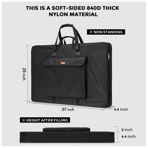 Nicpro Art Portfolio Bag 24 x 36 Inches Waterproof Nylon Artist Carrying Bag Soft Sided with Shoulder Strap, Storage Case for Artwork Sketch Drawing Canvas Photography Poster Solar Panel - size: 24 x 36 inches