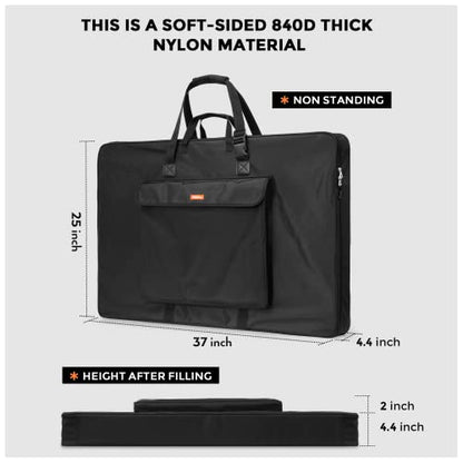 Nicpro Art Portfolio Bag 24 x 36 Inches Waterproof Nylon Artist Carrying Bag Soft Sided with Shoulder Strap, Storage Case for Artwork Sketch Drawing Canvas Photography Poster Solar Panel - size: 24 x 36 inches
