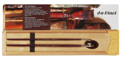 da Vinci Oil & Acrylic Series 5242 Natural Hair Paint Brush Set with Wood Mixing Palette, Multiple Sizes, 5 Brushes (Series 1610, 1810, 1887, 1865) - style: Natural Hair Oil Wood Box Set