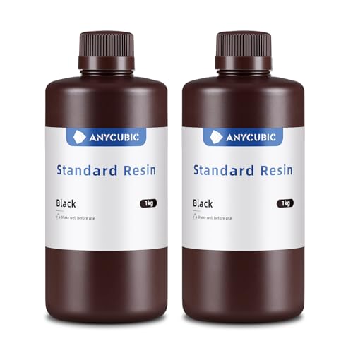 ANYCUBIC 3D Printer Resin, 405nm SLA UV-Curing Resin with High Precision and Quick Curing & Excellent Fluidity for LCD 3D Printing (Black+Black, 2kg) - color: Black, size: 2kg