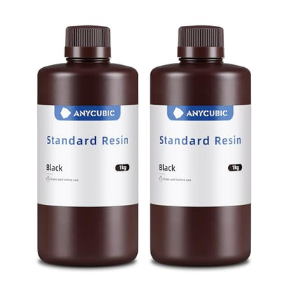 ANYCUBIC 3D Printer Resin, 405nm SLA UV-Curing Resin with High Precision and Quick Curing & Excellent Fluidity for LCD 3D Printing (Black+Black, 2kg) - color: Black, size: 2kg