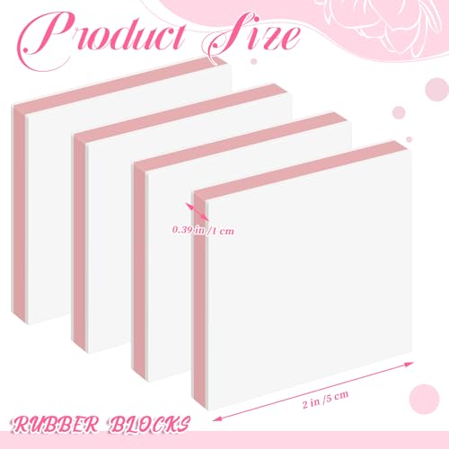 Frienda 24 Pcs 2" x 2" Rubber Carving Blocks Linoleum Blocks for Printmaking, Stamp Making, DIY Crafting, Scrapbook, Painting, Soft and Easy to Carve (White Pink) - color: White Pink