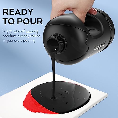 Nicpro Jet Black Color Acrylic Pour Paint, 69 Ounce Pre-Mixed Pouring Paint Supplies with Silicone Pour Oil & Gloves for Canvas, Rock, Wood Cell Creation Flow DIY Art Painting, Ready to Pour - color: 69oz-black