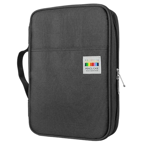YOUSHARES 166 Slots Colored Pencil Case, 110 Slots Gel Pens fo Coloring Case Organizer, Handy Multilayer Color Pencil Holder for Glitter Gel Pens, Refills, Colored Pencils for Adults & Artist (Black) - color: Black