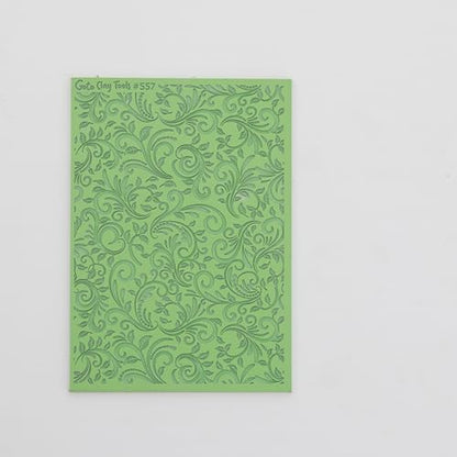 GOTO CLAY TOOLS Ornamental Texture Sheets for Polymer Clay, Achieves the Same Texture as a Polymer Clay Roller, Floral Vine Texture mat for Polymer Clay – TM-557