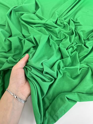 Cotton Jersey Spandex Fabric - Soft - Breathable - All Way Stretch Fabric - Medium Weight - Perfect Choice for Baby Grow, Tshirts, and Cotton Jersey Sheets - 58 Inches Wide - 1 Yard (Kelly Green) - color: Kelly Green