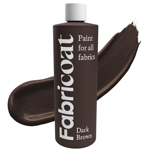 Fabricoat Dark Brown Fabric Upholstery Paint & Dye | 500ml / 17 fl oz | Restore or Change Color of Couches Chairs Upholstery Car Interiors Clothing - Soft Flexible Finish - color: Dark Brown, size: 500 ml
