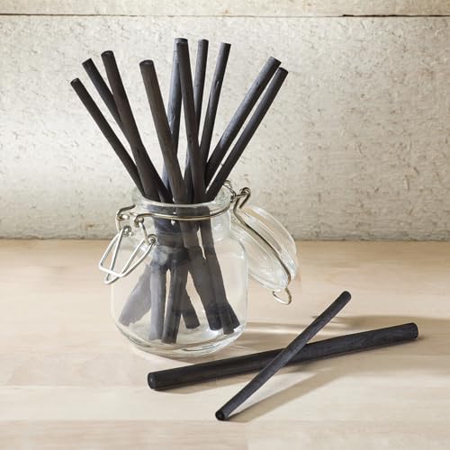 KINGART 12-Piece Willow Charcoal Sticks, Soft, Black Artist Vine Charcoal for Artists, Beginners, Students, Great for Sketching, Rendering, Drawing, Shading and Fine Art