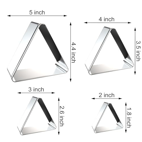 Triangle Cookie Cutter Set - 5 inch, 4 inch, 3 inch, 2 inch - 4 Piece Geometric Frame Plaque Cookie Cutters Shapes Molds - Stainless Steel - color: Triangle-Rounded Corner