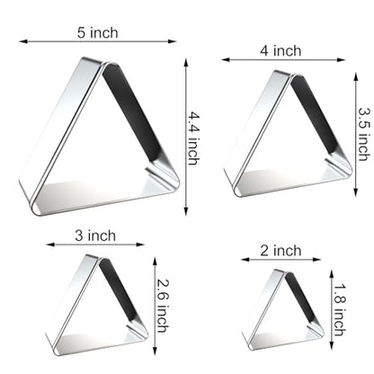 Triangle Cookie Cutter Set - 5 inch, 4 inch, 3 inch, 2 inch - 4 Piece Geometric Frame Plaque Cookie Cutters Shapes Molds - Stainless Steel - color: Triangle-Rounded Corner