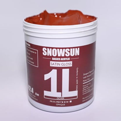 SNOWSUN Ochre Acrylic Paints, Large Bulk Heavy Body Acrylic Paint (42.4 oz, 1L) - Non Toxic Gloss Thick Art Paint for Multi-Surface, Canvas Wood Ceramic and Leather, Stone Craft, for Artists & Beginners - color: Ochre