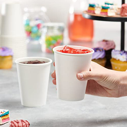 GUSTO 12 oz Disposable White Paper Cups [300 Count] Hot Coffee Cups | Eco-Friendly Material, Rolled Rim for 90 mm Lids, Leak-Proof, Hot or Cold Drinks, No Sleeve Needed - size: 12 oz. - 300