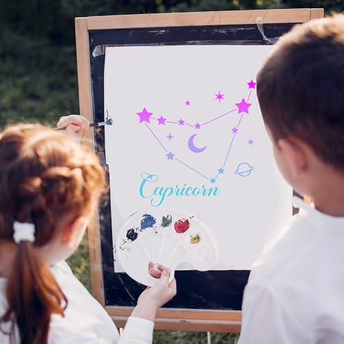 Reusable Star Painting Stencil Set - 24 Pcs Astronomy Planet Reusable Painting Template for Journal Canvas Decoration, Zodiac Signs Drawing Art Stencils for DIY Home Wooden Wall Floor Decor - style: Star