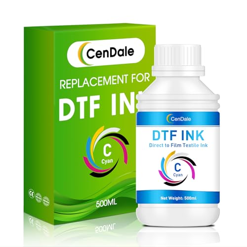 CenDale Premium DTF Cyan Ink - 500ML DTF Transfer Ink for PET Film, Refill DTF Ink Cyan for Epson ET-8550, L1800, L800, R2400, R1390, P400, P800, XP15000, Heat Transfer Printing Direct to Film - color: Cyan, style: DTF Ink