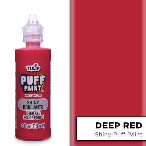 Tulip Puff Fabric Paint , Permanent Craft Paint for Clothes, DIY Projects, Notoxic, 4 fl oz 3-Pack, Shiny Deep Red - color: Deep Red
