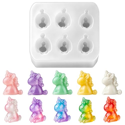 Mini Cute Tiny Unicorn Figurines Silicone Mold, Micro Dollhouse Animal Epoxy Casting Mold with Realistic Shapes for DIY Resin Art Fairy Garden Miniatures Landscape Crafts Decor - color: 1 Pc Unicorn White
