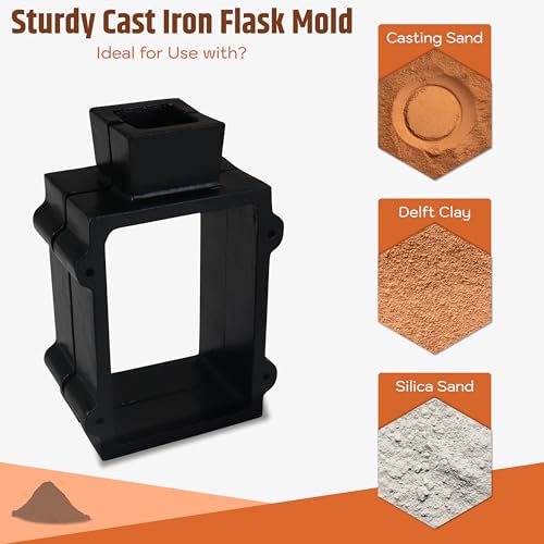 Simond Store 2 Part Sand Casting Mold - Cast Iron Casting Flask Mold for Jewelry Making Supplies for Metal Casting, Metal Casting Molds, Petrobond Casting Sand - size: 2 Part Flask Mold
