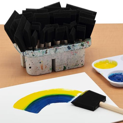 Oodles of Brushes Foam Brush Set - 40 Assorted Sponge Brushes, 1" to 4" Sizes for Craft Paint, Staining, Art, and Hobby Projects - Tapered Foam Edges, Natural Wood Handles - Reusable or Disposable