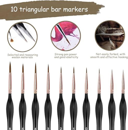 Miniature Paint Brushes Set,10pcs Detail Paint Brushes for Fine Detailing Art Painting, Small Tiny Brushes for Acrylic, Paint by Number, Figurine, Craft, Models