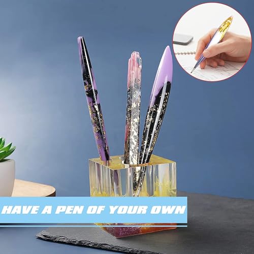 JANYUN 3 Pieces Pen Shape Resin Mold Ballpoint Pen Silicone Molds Epoxy Resin Molds Resin Casting Molds with 75 Pieces Ballpoint Refill Pens for DIY Resin Crafts Making (Black Blue) - color: Black Blue