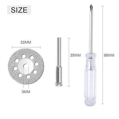 c i y 545 Diamond Cutting Wheel (22mm) 25pcs with 402 Mandrel (3mm) 5pcs and Screwdriver for Rotary Tool