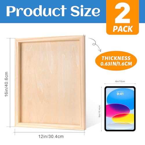 ESRICH 12x16 Inch Wood Panels for Painting, 2 Pack Craft Wood Canvas Boards, Blank Unfinished Wooden Art Board for DIY Art Creations Such as Painting, Acrylic Pouring, Resin, Burning, Collage, etc. - size: 12x16IN-2Pack